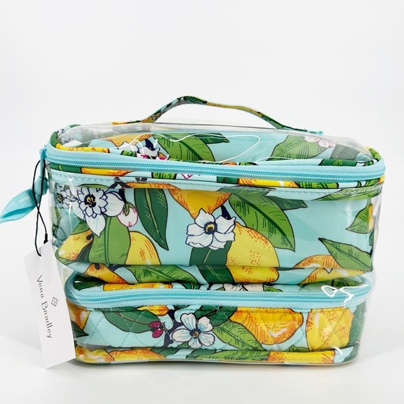 NWT Vera Bradley Lemon Grove 4-piece Cosmetics Organizer Set - Picture 3 of 6